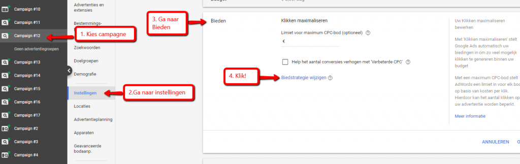 instellingen voor verbeterde cpc (ecpc) en doel cpa 
